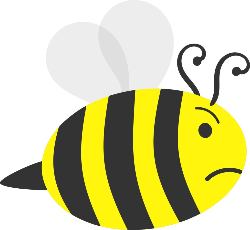 A cartoon drawing of a cranky bee