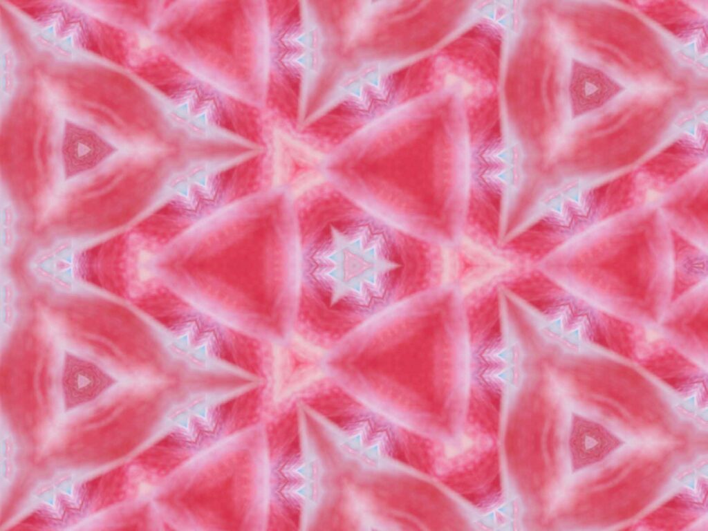 A kaleidoscope effect created from a photo of a pink tulip