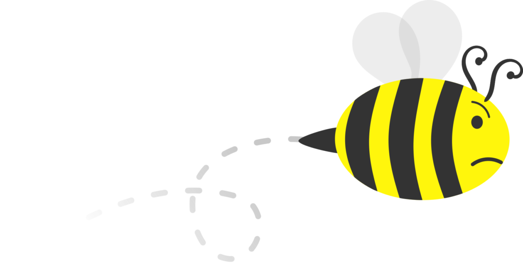 A Cranky Bee flying to the right